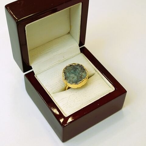 Doğal Taş Kalsit Druze İşlem Görmemiş Yüzük DY39