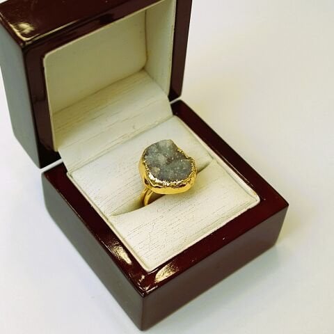 Doğal Taş Kalsit Druze İşlem Görmemiş Yüzük DY40