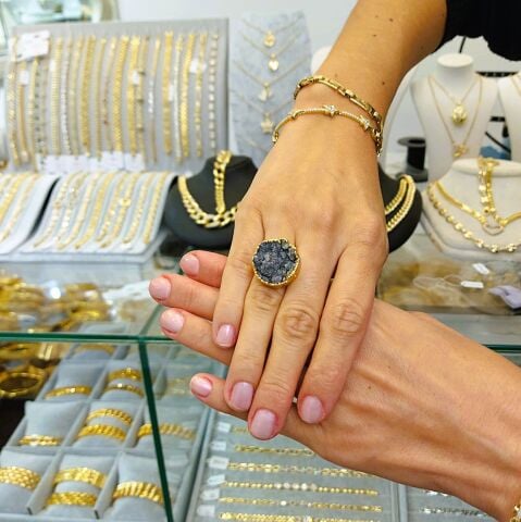 Doğal Taş Kalsit Druze İşlem Görmemiş Yüzük DY41