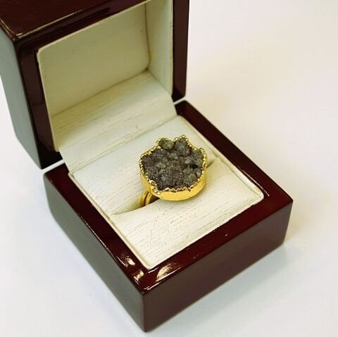 Doğal Taş Kalsit Druze İşlem Görmemiş Yüzük DY41