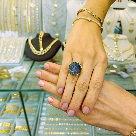 Doğal Taş Kalsit Druze İşlem Görmemiş Yüzük DY42