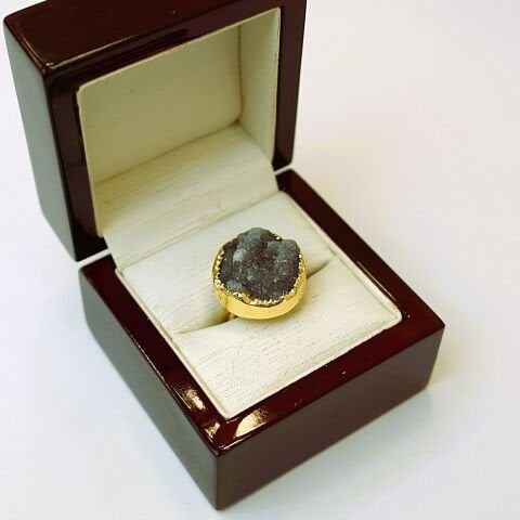 Doğal Taş Kalsit Druze İşlem Görmemiş Yüzük DY43