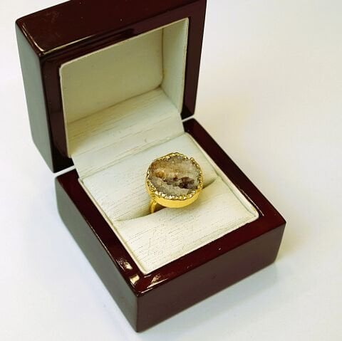 Doğal Taş Kalsit Druze İşlem Görmemiş Yüzük DY44