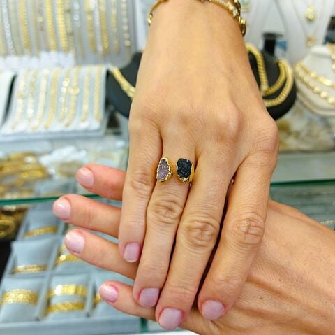 Doğal Taş Ametist İşlem Görmemiş Yüzük DY46