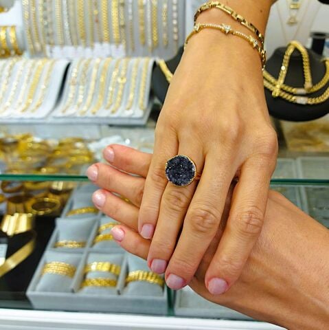 Doğal Taş Ametist İşlem Görmemiş Yüzük DY47