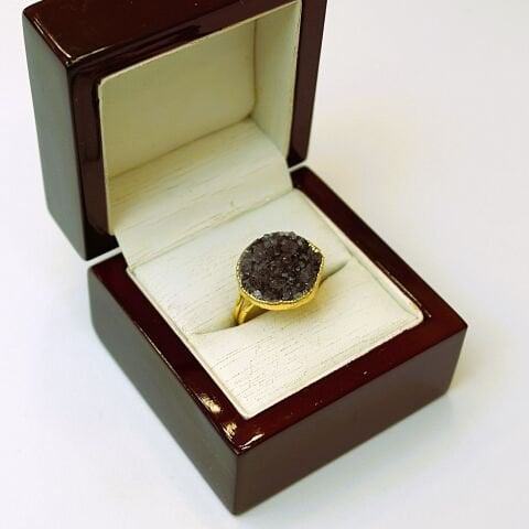 Doğal Taş Ametist İşlem Görmemiş Yüzük DY47