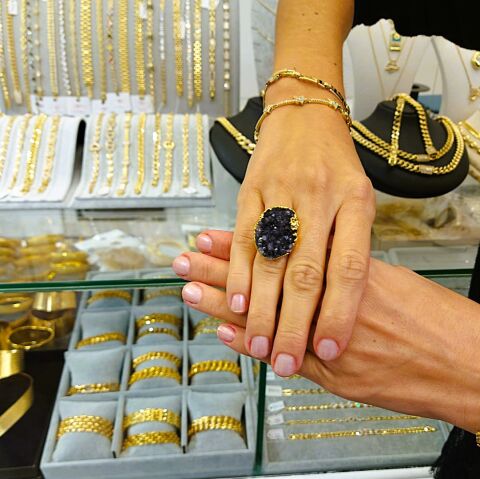 Doğal Taş Ametist İşlem Görmemiş Yüzük DY49