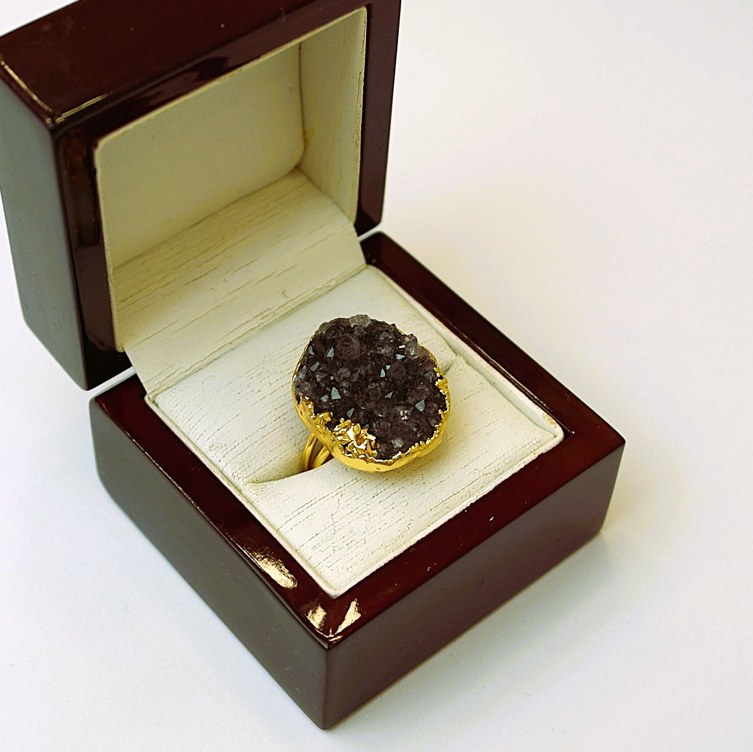 Doğal Taş Ametist İşlem Görmemiş Yüzük DY49