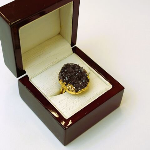 Doğal Taş Ametist İşlem Görmemiş Yüzük DY49