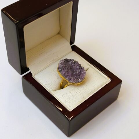 Doğal Taş Ametist İşlem Görmemiş Yüzük DY50