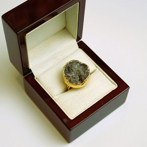 Doğal Taş Kalsit Druze İşlem Görmemiş Yüzük DY51