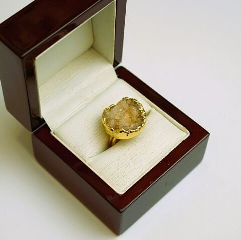 Doğal Taş Kalsit Druze İşlem Görmemiş Yüzük DY52