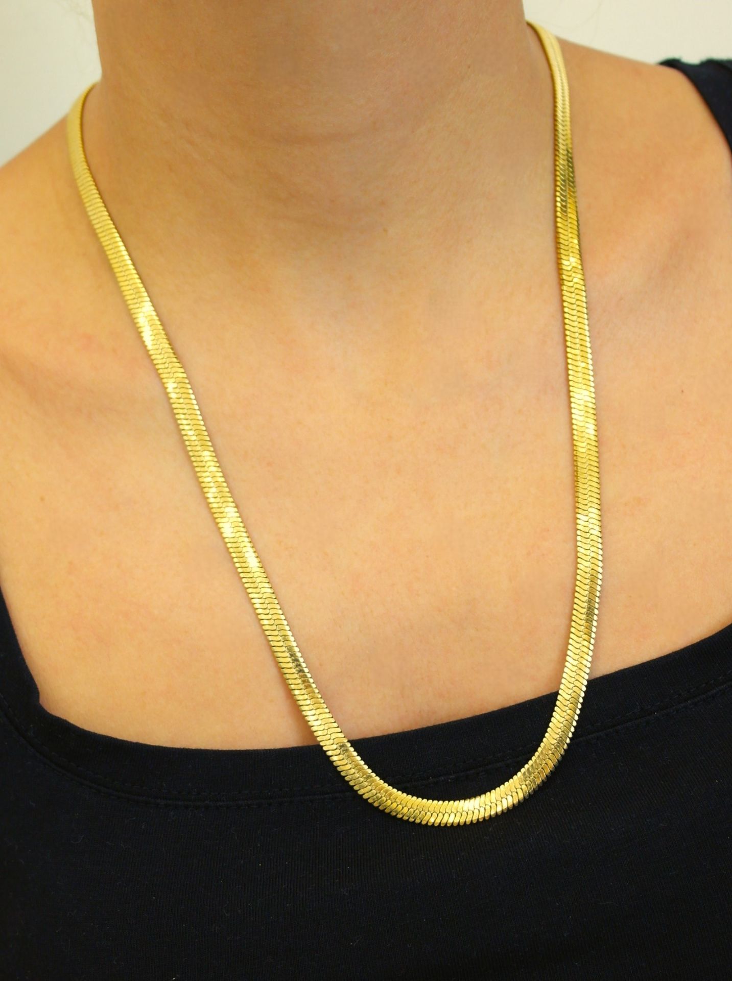 Çelik 18 Ayar Altın Kaplama Ezme Zincir Kolye TK154