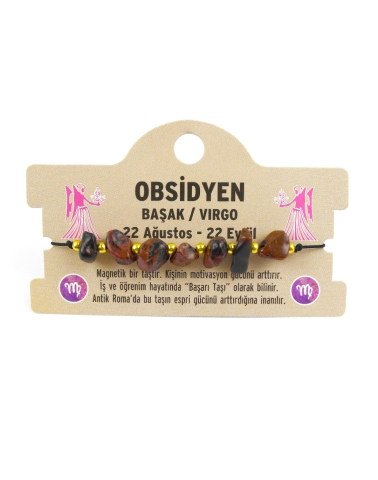 Başak Burcu Obsidyen Doğal Taş Bileklik DB22