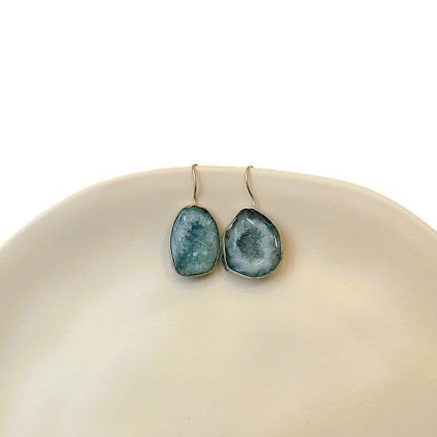 Doğal Taş Akik Gümüş Küpe GK16