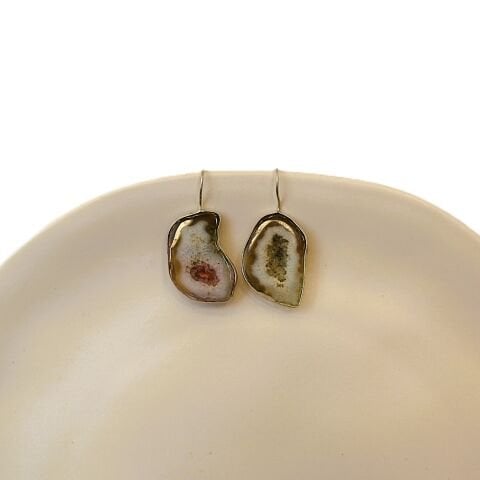 Doğal Taş Akik Gümüş Küpe GK17