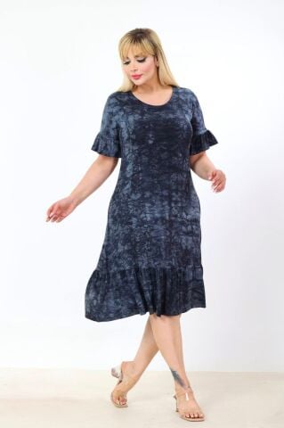 Büyük Beden Fırfır Detay Midi Boy Elbise PE660