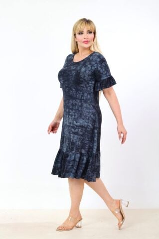 Büyük Beden Fırfır Detay Midi Boy Elbise PE660