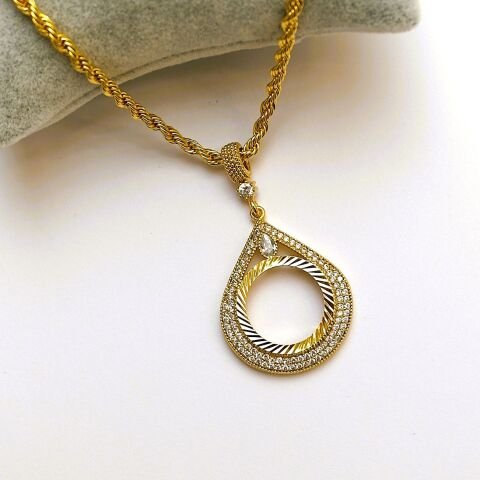 Altın Kaplama Çeyrek Altın Takılan Kolye AB190