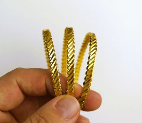 22 Ayar Altın Kaplama Burgu Üçlü Bilezik AB75