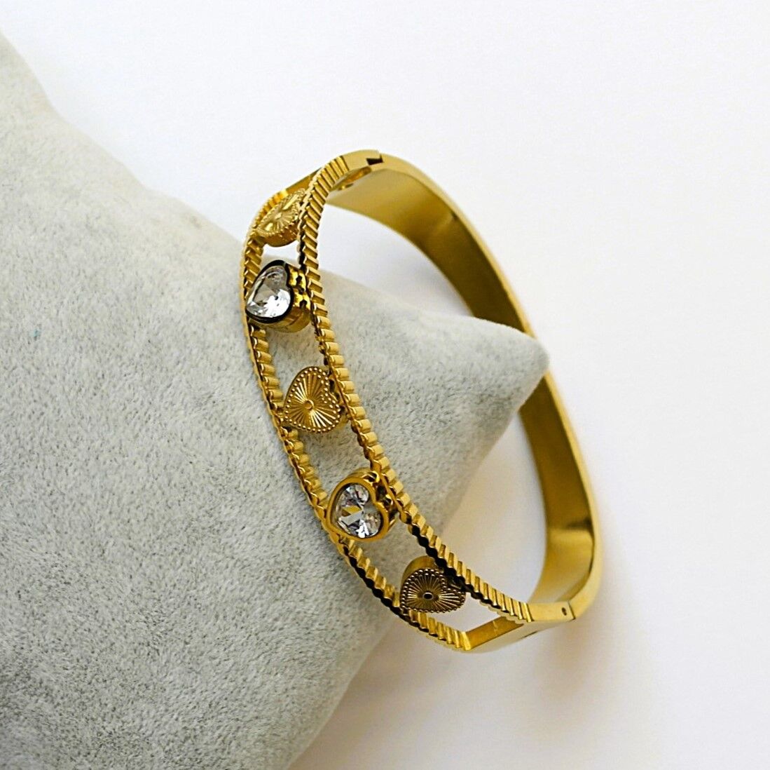 Taşlı Çelik Kelepçe Bileklik TBL45