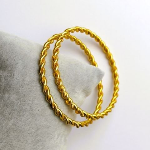 22 Ayar Altın Kaplama İkili Burgu Bilezik İki Adet AB79