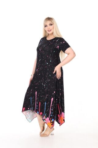 Büyük Beden Asimetrik Elbise PE668