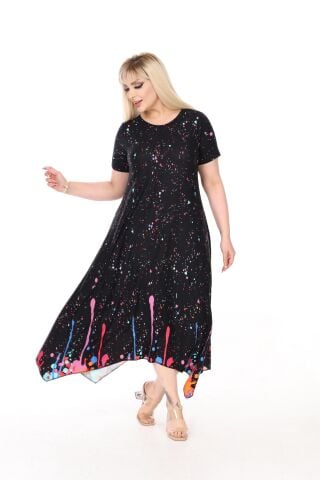 Büyük Beden Asimetrik Elbise PE668