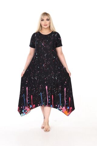 Büyük Beden Asimetrik Elbise PE668