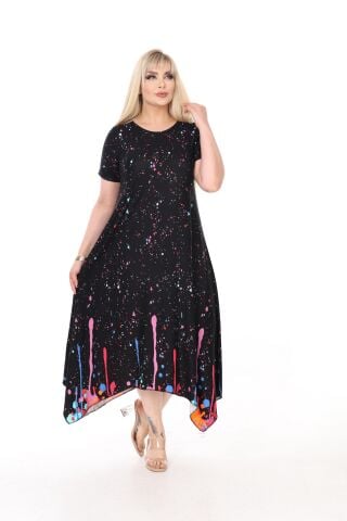 Büyük Beden Asimetrik Elbise PE668