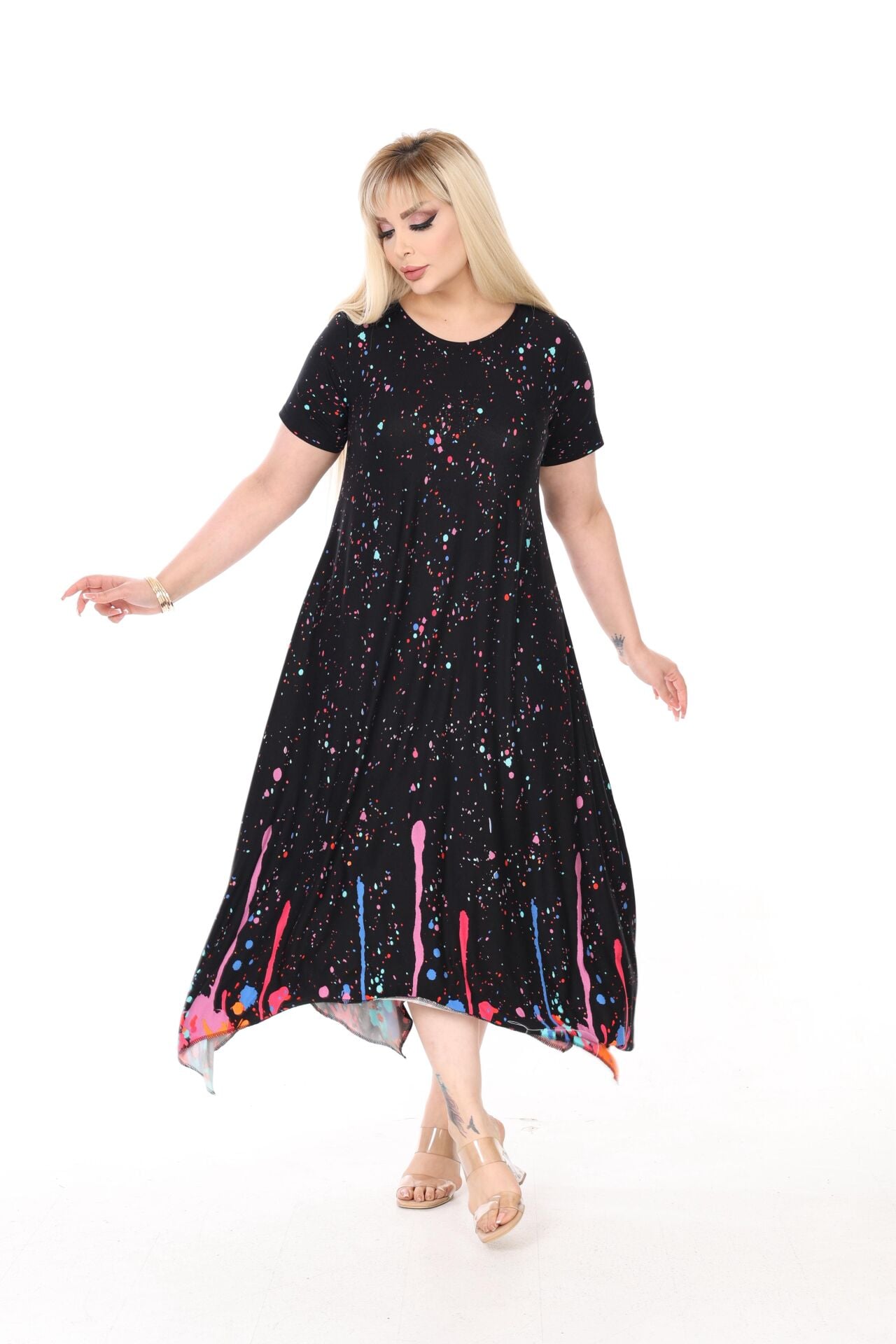 Büyük Beden Asimetrik Elbise PE668