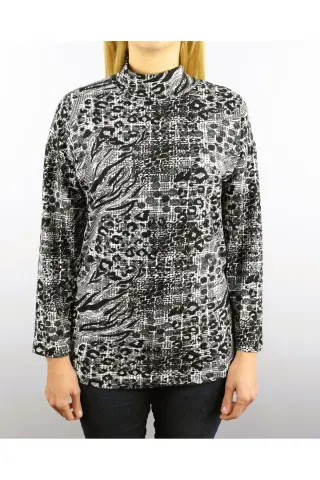 Büyük Beden Yarım Balıkçı Uzun Kollu Bluz PB0786