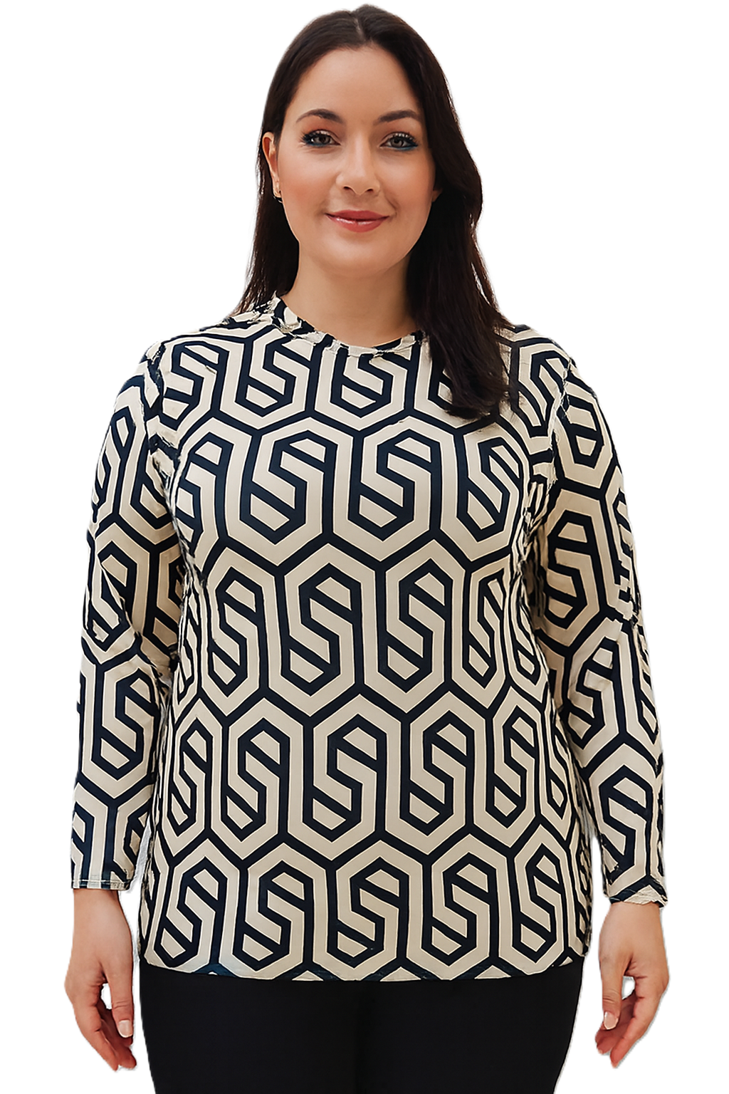 Büyük Beden Desenli Viskon Bluz PB277