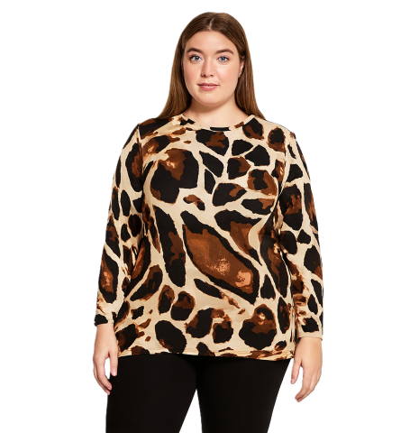 Büyük Beden Desenli Viskon Bluz PB278