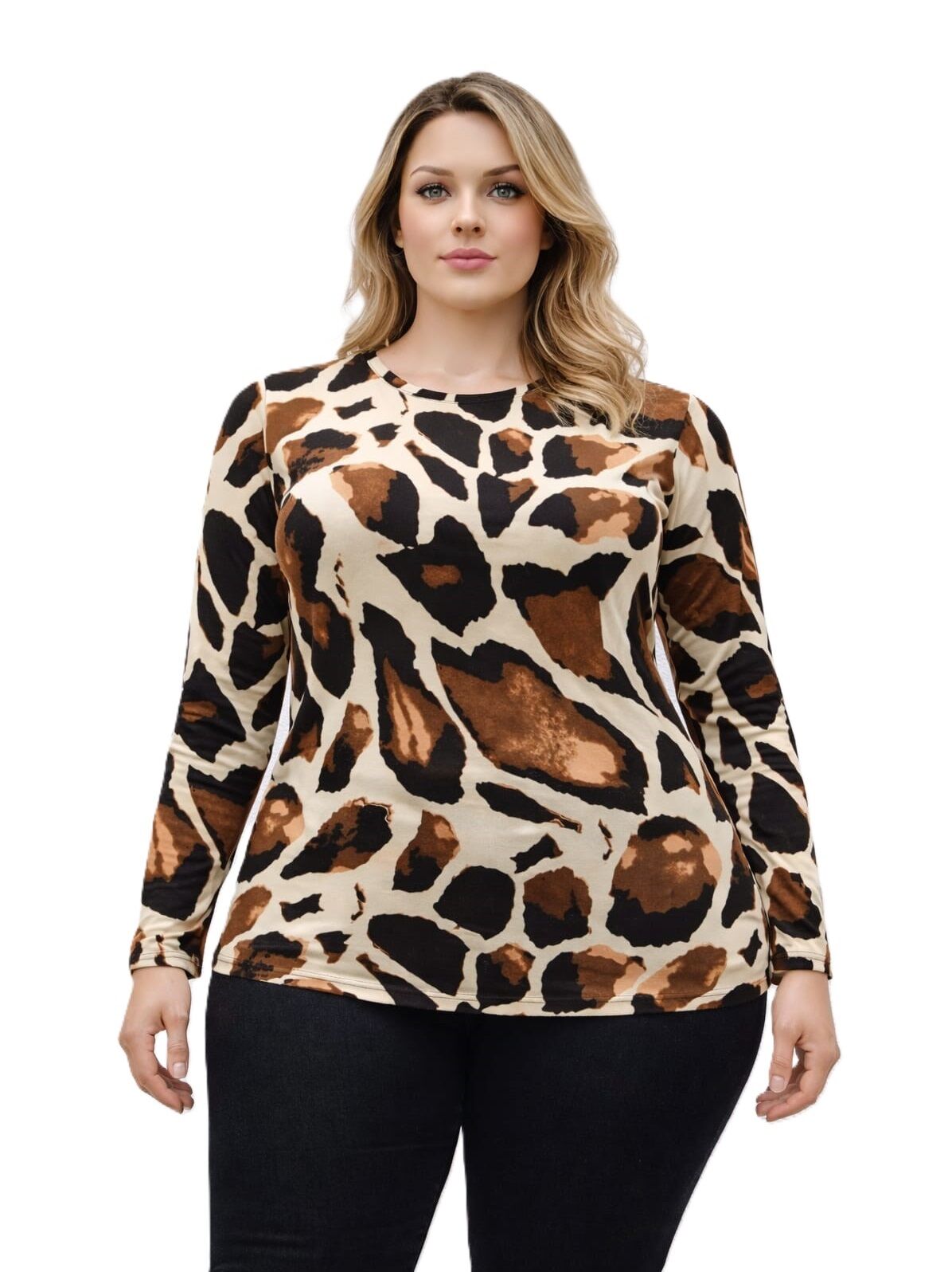 Büyük Beden Desenli Viskon Bluz PB278