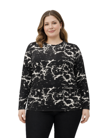 Büyük Beden Desenli Viskon Bluz PB281