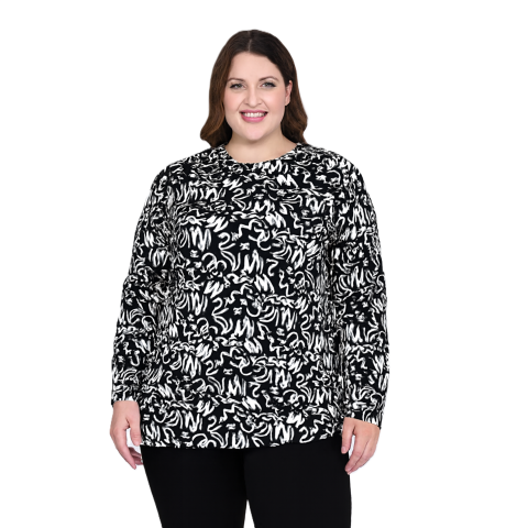 Büyük Beden Desenli Viskon Bluz PB282