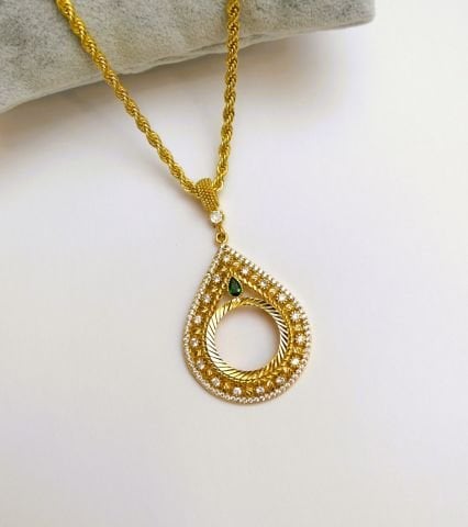 22 Ayar Altın Kaplama Çeyrek Altın Takılan Kolye AB90