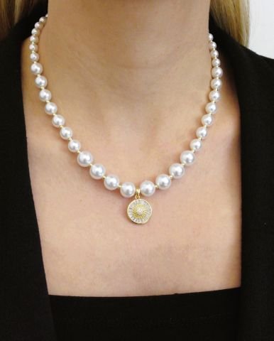 İnci Taşlı Çelik Kolye TK69