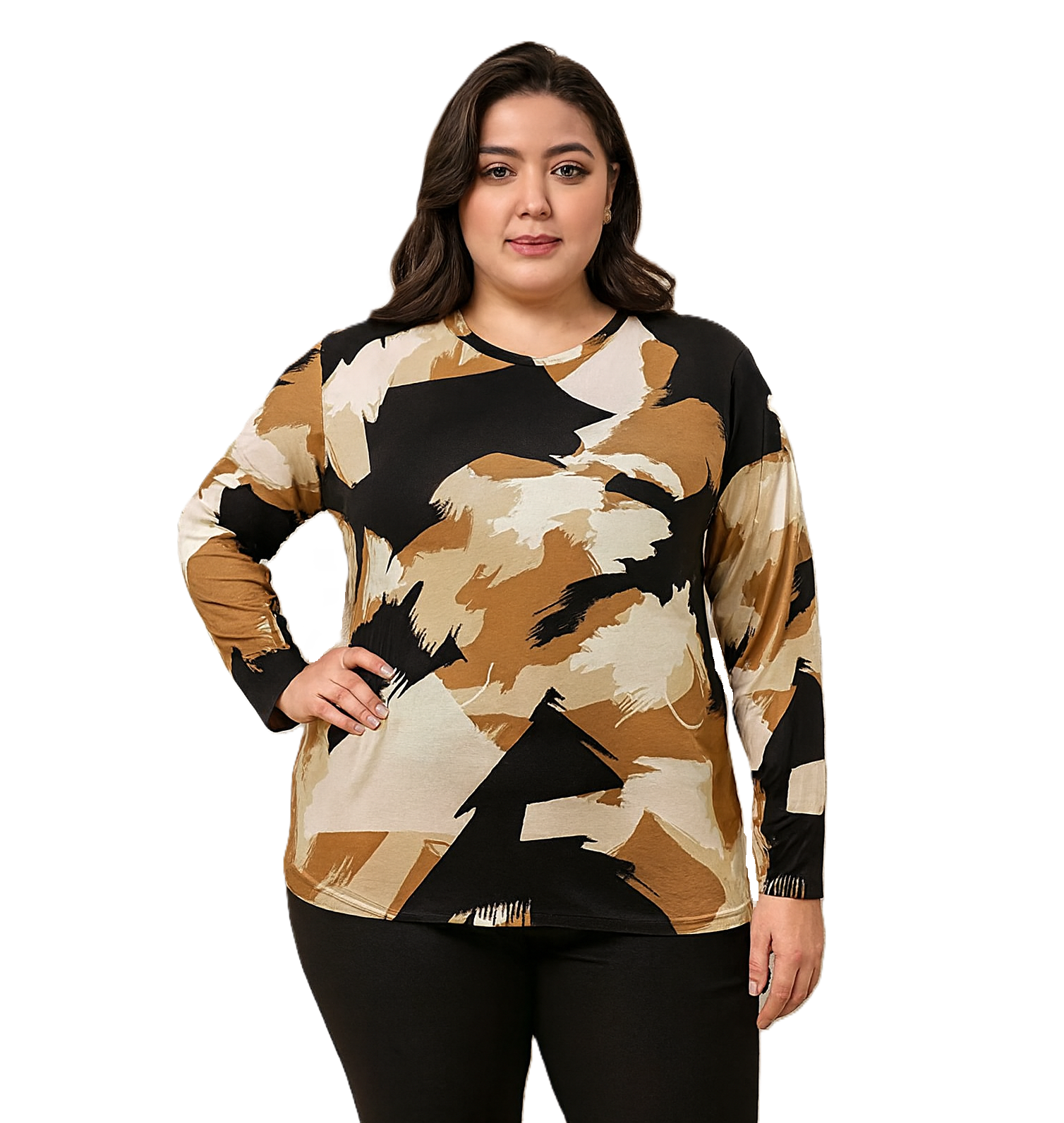 Büyük Beden Desenli Viskon Bluz PB283