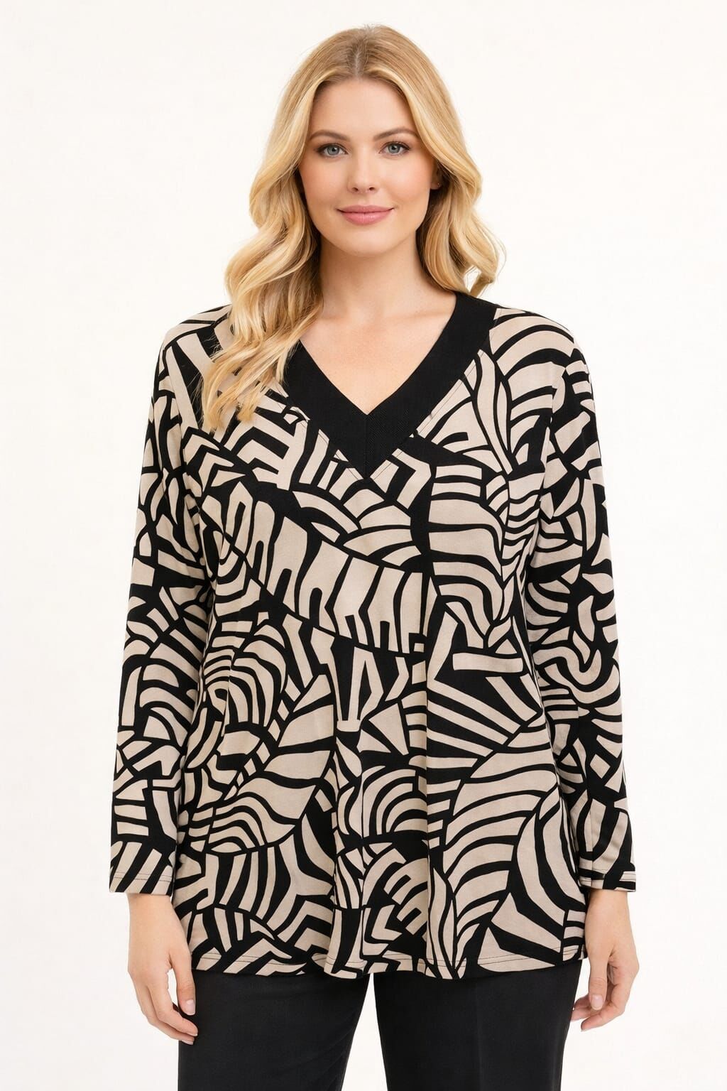 Büyük Beden V Yaka Bluz PB290