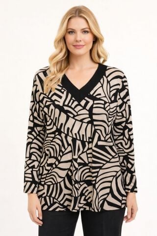 Büyük Beden V Yaka Bluz PB290