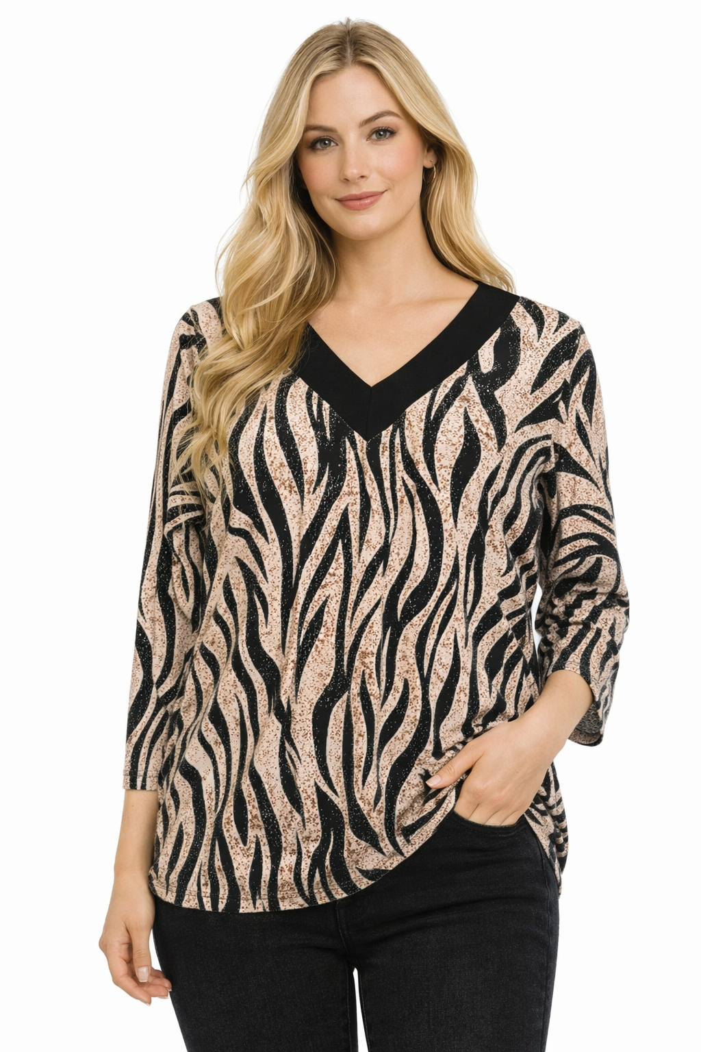 Büyük Beden V Yaka Bluz PB291