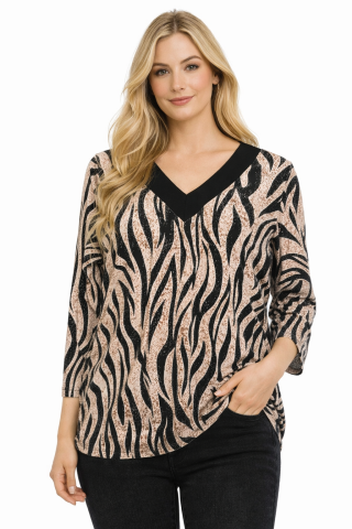 Büyük Beden V Yaka Bluz PB291