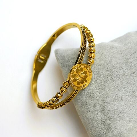 Yonca Topçuk Çelik Kelepçe Bileklik TBL75