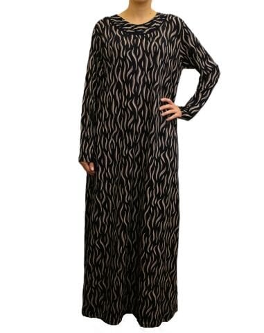 Büyük Beden Desenli Elbise Lacivert PE649