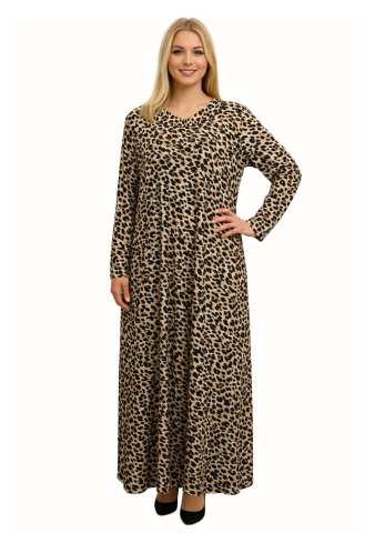 Büyük Beden Leopar Desen Elbise PE651