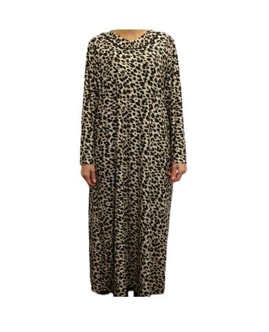 Büyük Beden Leopar Desen Elbise PE651