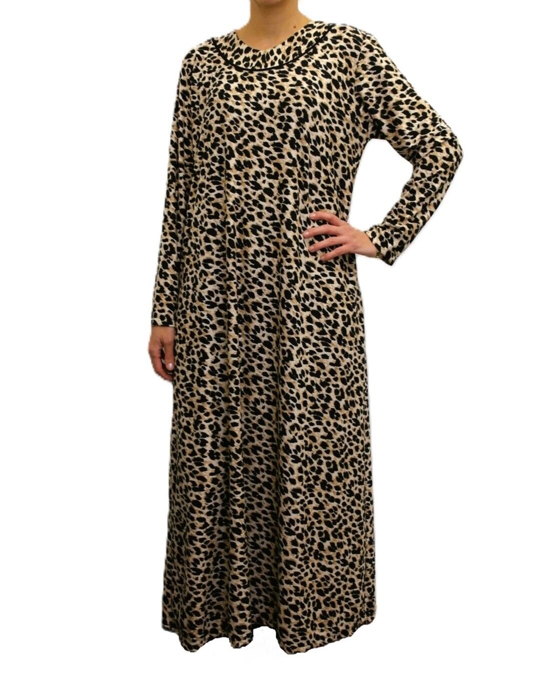 Büyük Beden Leopar Desen Elbise PE651