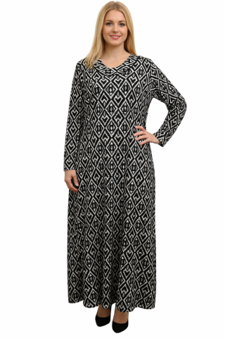 Büyük Beden Desenli Elbise PE652